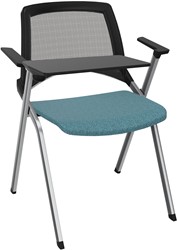 Stoel Emi - stof/metaal - 56x62 cm Gesp. denim blauw / verchroomd