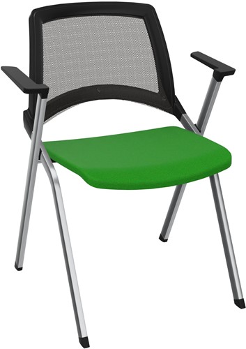 Stoel Emi - stof/metaal - 56x62 cm Bamboe / verchroomd