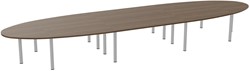 Elliptische tafel 20p 640x170 dikte 30/14xvoorboringen voor doppen+ 14 metalen poten ø70 mg sa