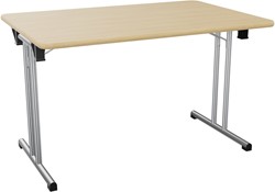 Recht vouwtafel b120xd80xh. 72cm mela blad dikte 25mm  ronde metalen poten ø 30mm