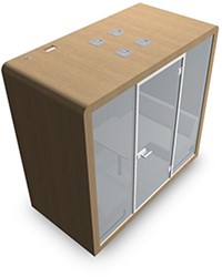 Cabine spe kleur s1 + kruk b111xd111xh229cm - links deur - 1 wit blad/legb en 1 pc  1 usb