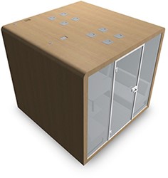 Cabine spe kleur s1 + kruk b111xd111xh229cm - rechts deur - 1 wit blad/legb en 1 pc+1 usb