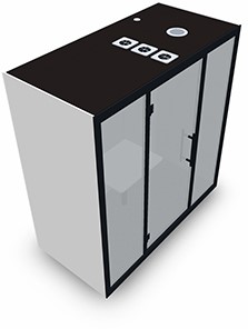 Chatbox duo h. 222 x b. 213 x d. 103 cm - met centrale tafel eu versie