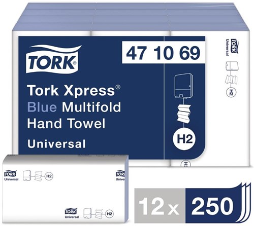 Tork Z-gevouwen handdoeken 1-laags blauw (12 stuks)-2